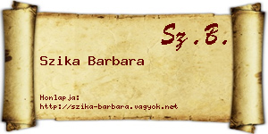 Szika Barbara névjegykártya